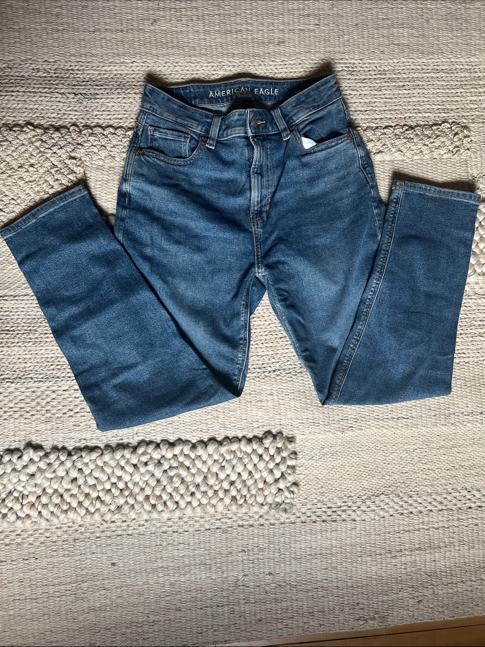 New American Eagle Blue Straight Jeans - Classic Denim Waist